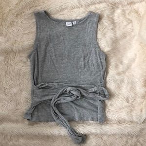 GAP TIE WAIST TANK TOP XS PETITE -GRAY